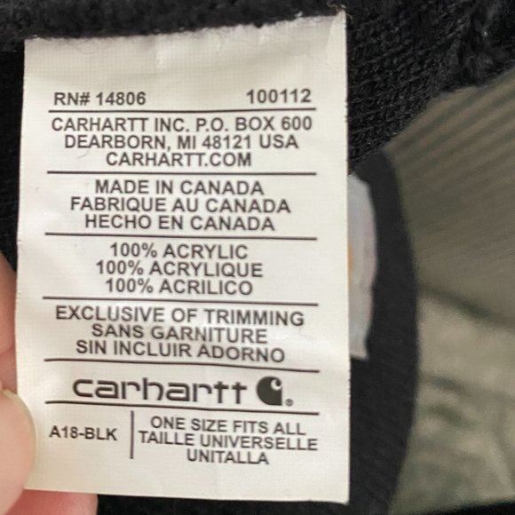 Carhartt Cuffed Black Slouchy Rib Knit A18 Utility Gorpcore Iconic Beanie Hat - Picture 7 of 8